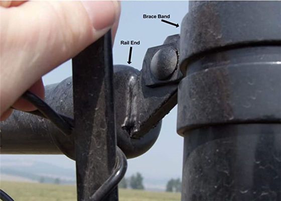 1-3/8 » extrémité de rail de dessus de barrière de maillon de chaîne de pouce avec la poudre noire enduite